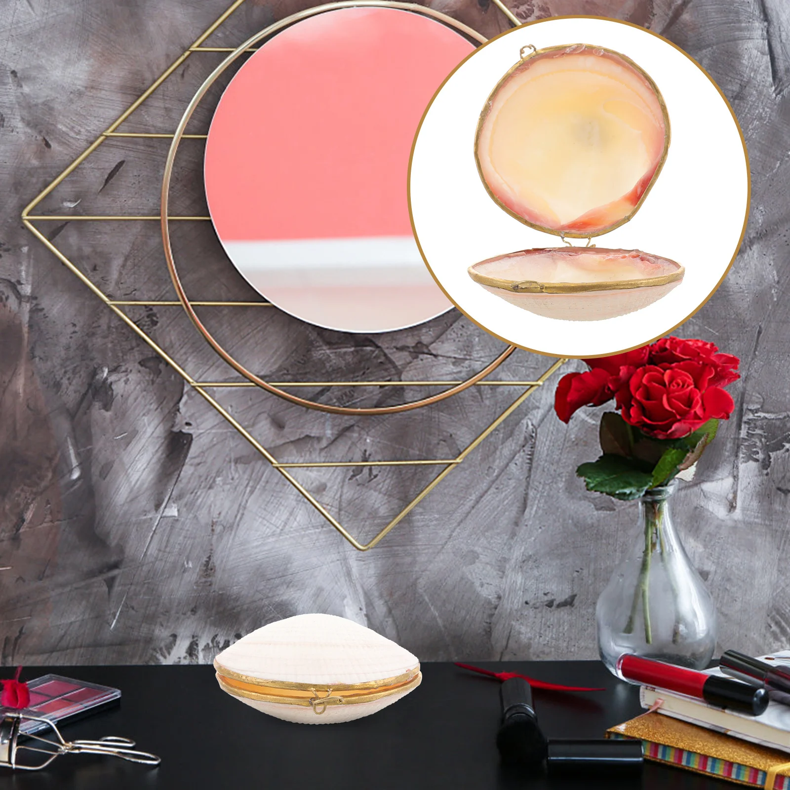 

Изысканная шкатулка для драгоценностей в виде ракушек, компактный органайзер, чехол для колец, ожерелий, браслетов, украшение для дома, рабочего стола, помолвки