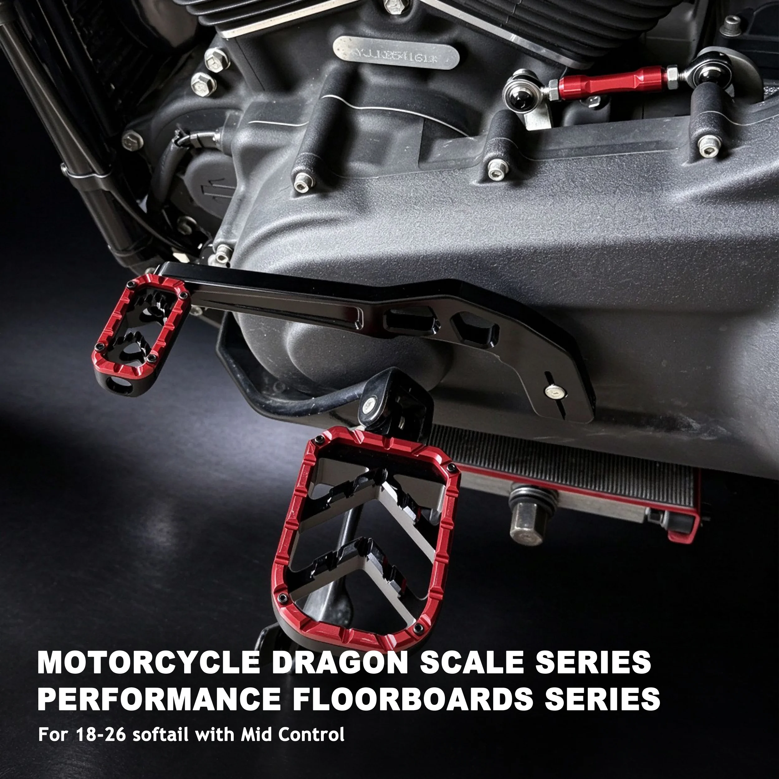 Motorcycle Dragon Scale Performance Floorboards Foot Control Pedal Kit for Harley 2018-2026 softail with Mid Control