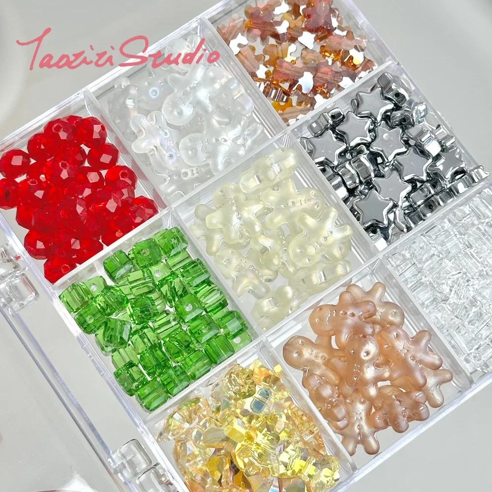 50pcs Christmas Gingerbread Man Series Crystal Freeform Bead DIY Handmade Bead Materials for Bracelets Necklaces Accessories