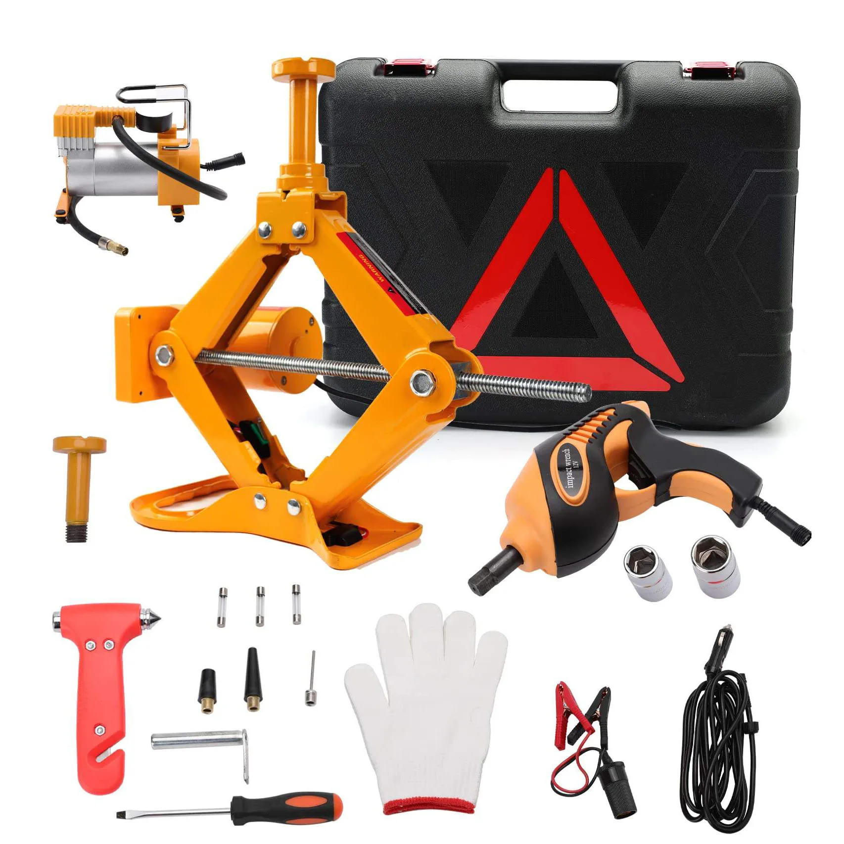 

3Ton Scissor Jack Kit 12v Dc 3t Auto Repair Tool Impact Wrench and Air Pump Suv Scissor Electric Car Jack Lift Set