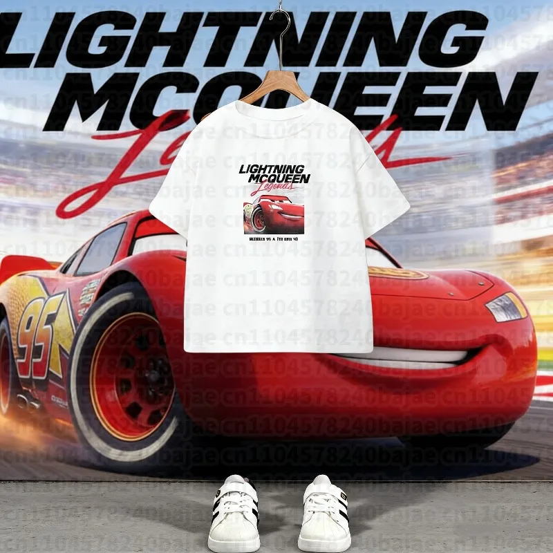 

2025-26 Summer Cartoon Car Pattern Boys T-shirt Clothing Popular Brand Children Tees Tops Kids Short Sleeve Tshirts Crewneck