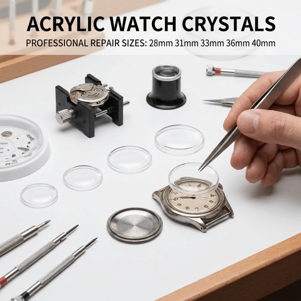 High Domed Acrylic Watch Mirror Crystal Clear 28-40mm Acrylic Pot Cover Transparent Watch Accessories Watch Restoration