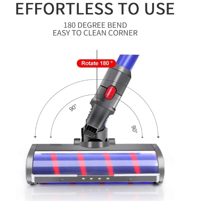 Motorized Floor Brush Head For Dyson V6 V7 V8 V10 V11 V15 Vacuum Cleaner Soft Roller Brush Replacement Accessories with Lights