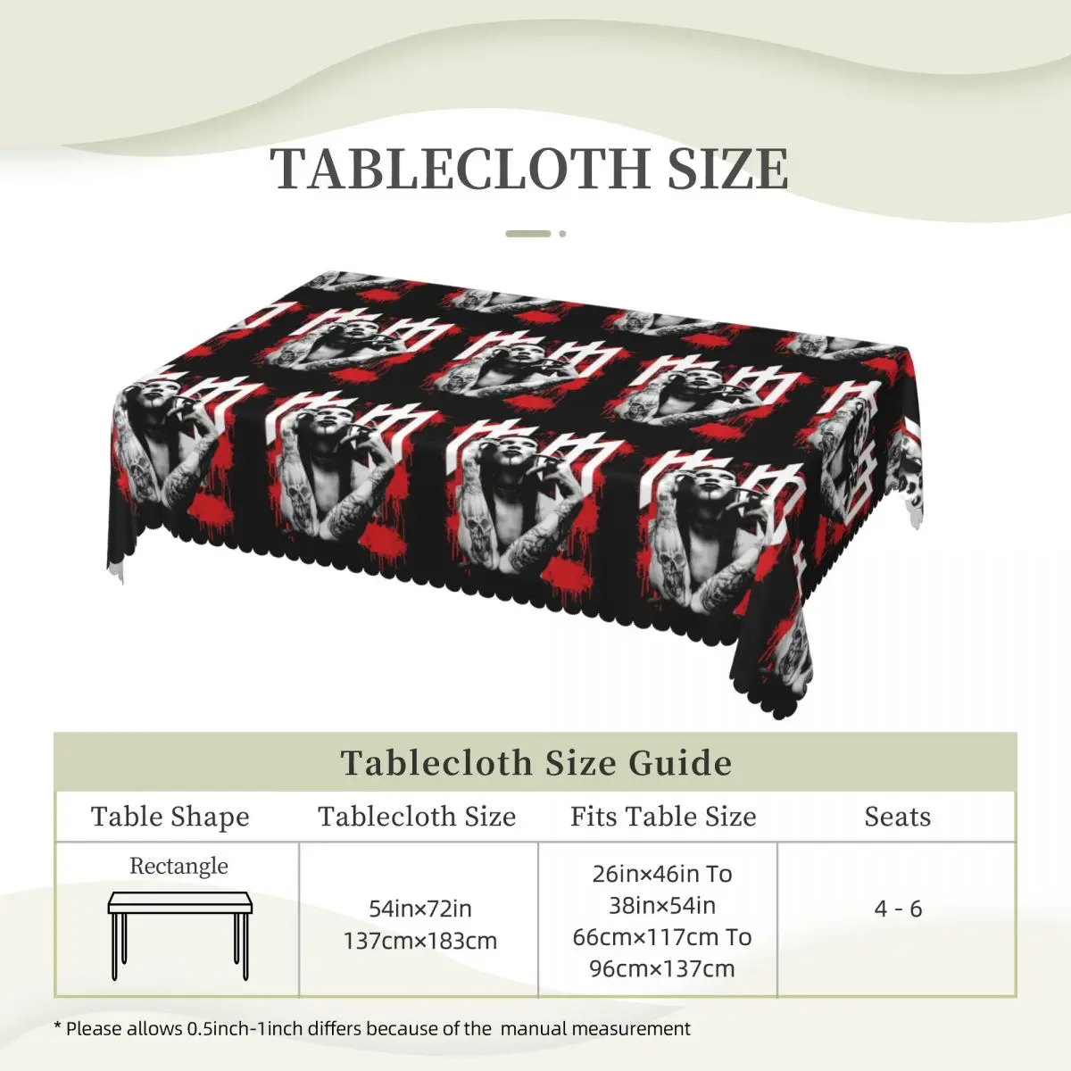 Marilyn Manson Glitch Fan Gift Music Custom Rectangular Tablecloth Oilproof Table Cover for Dining Events Table Cloth