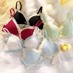 Wire Free Lace Cotton Bras For Women Push Up Bra Sexy Lingerie Comfort Bra Tops Female Brassiere Seamless Underwear Intimates