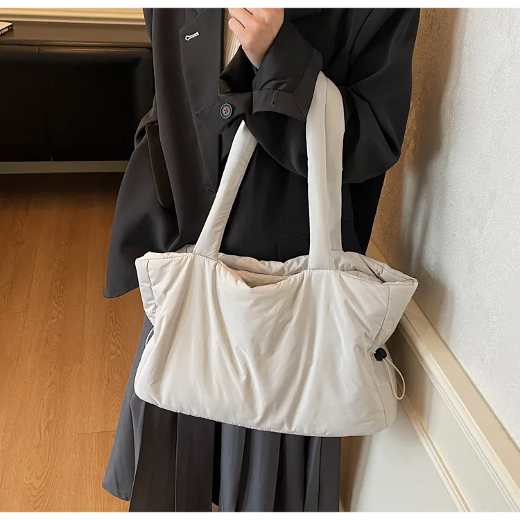 Herbst Winter Baumwolle Umhängetasche Frauen Stilvolle Tote Satchel Handtasche Geräumige Nylon Geldbörse für Arbeit Pendeln und Reisen – Detail 26