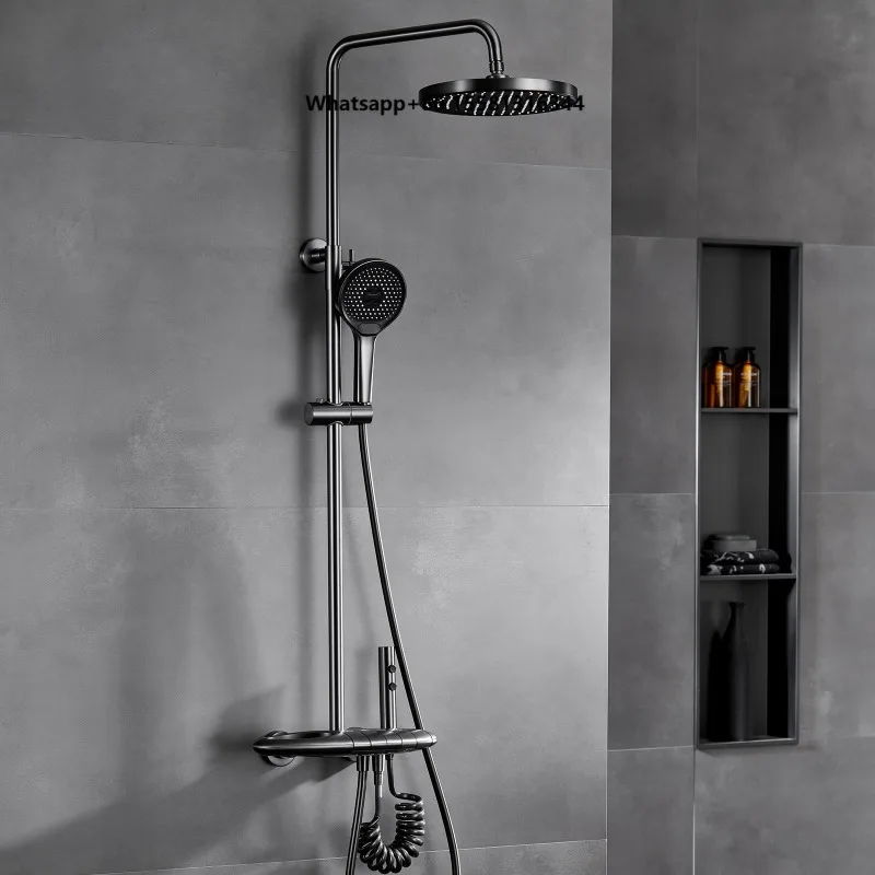 HIDEEP  Piano Key Design  Grey 4 Function Shower Faucet Set Rain Shower 3 Modes Hand Shower Outlet Nozzle and Bidet Sprayer