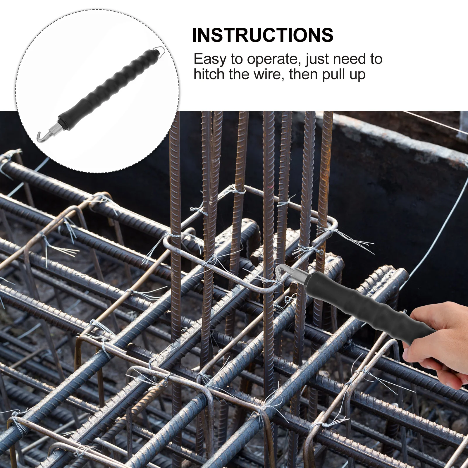 

2Pcs Rebar Tie Wire Twisting Tool Durable Heat Processed Steel Automatic Retract Nonslip Texture Handle Efficient Work