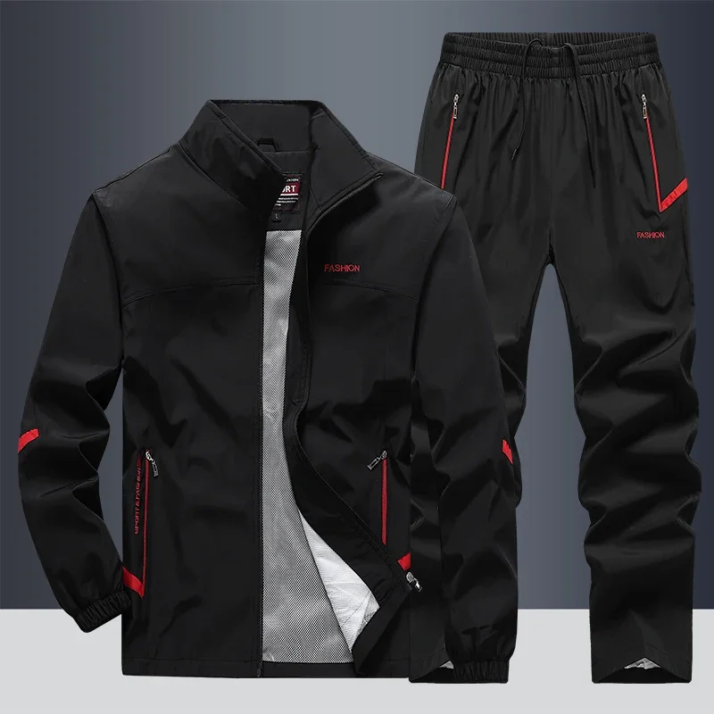 Men\'s Basketball Tracksuits Sets Fit Long Sleeve Sweatsuit Active Jackets + Pants 2 Piece Outfits Gym Jogging Athletic Sportsuit