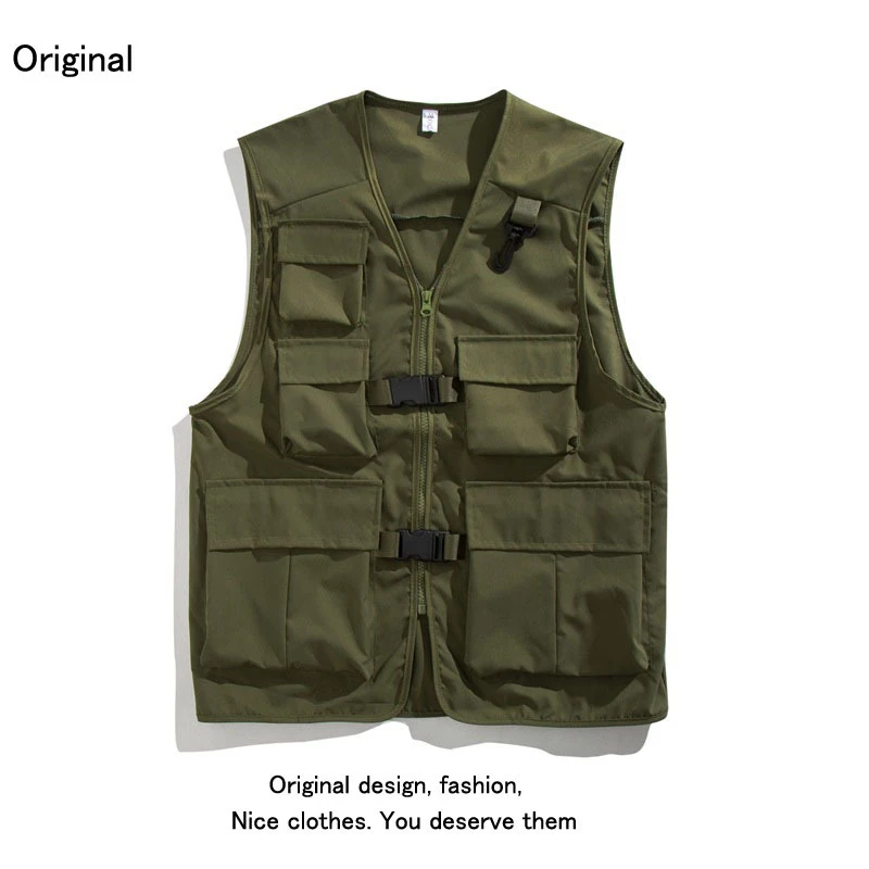 2024 New arrive Men's Casual Multi Pocket Sleeveless Vest Hiking Waterproof Jacket Outdoor Camping Fishing Vest image 3