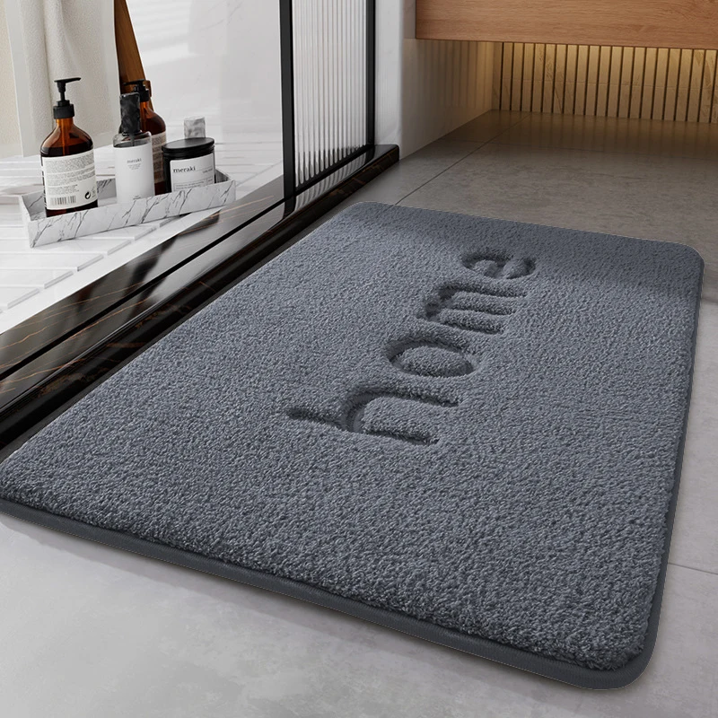Badezimmer-Flanell-Antirutsch-Teppich, einfache Duschraumtürmatte, flauschige, saugfähige Fußmatte, dicke Türmatte