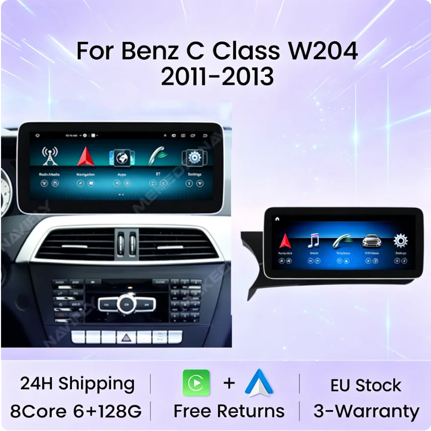 Écran IPS 10,25 pouces, Carplay sans fil, Android Auto pour Mercedes Benz Classe C W204 S204 2011-2013 NTG4.5, autoradio, lecteur multimédia vidéo, WIFI, BT, DSP, GPS, navigation, système intelligent pour véhicule, expédition 24H