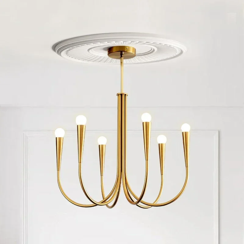 

Living Room Candle Hanging Lamps for Ceiling Iron Black Pendant Light Luxury Led Chandelier Bedroom Room Decor Lustre Fixture