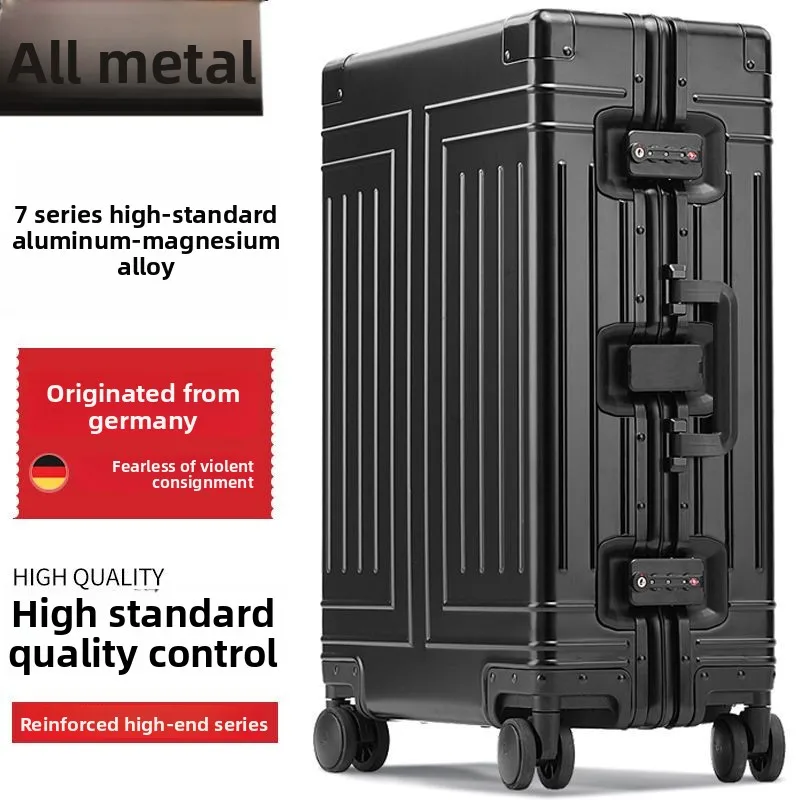 

Чемодан для путешествий из алюминиево-магниевого сплава с колесами-спиннерами, 24 дюйма, полностью металлический, немецкое качество, модный дизайн