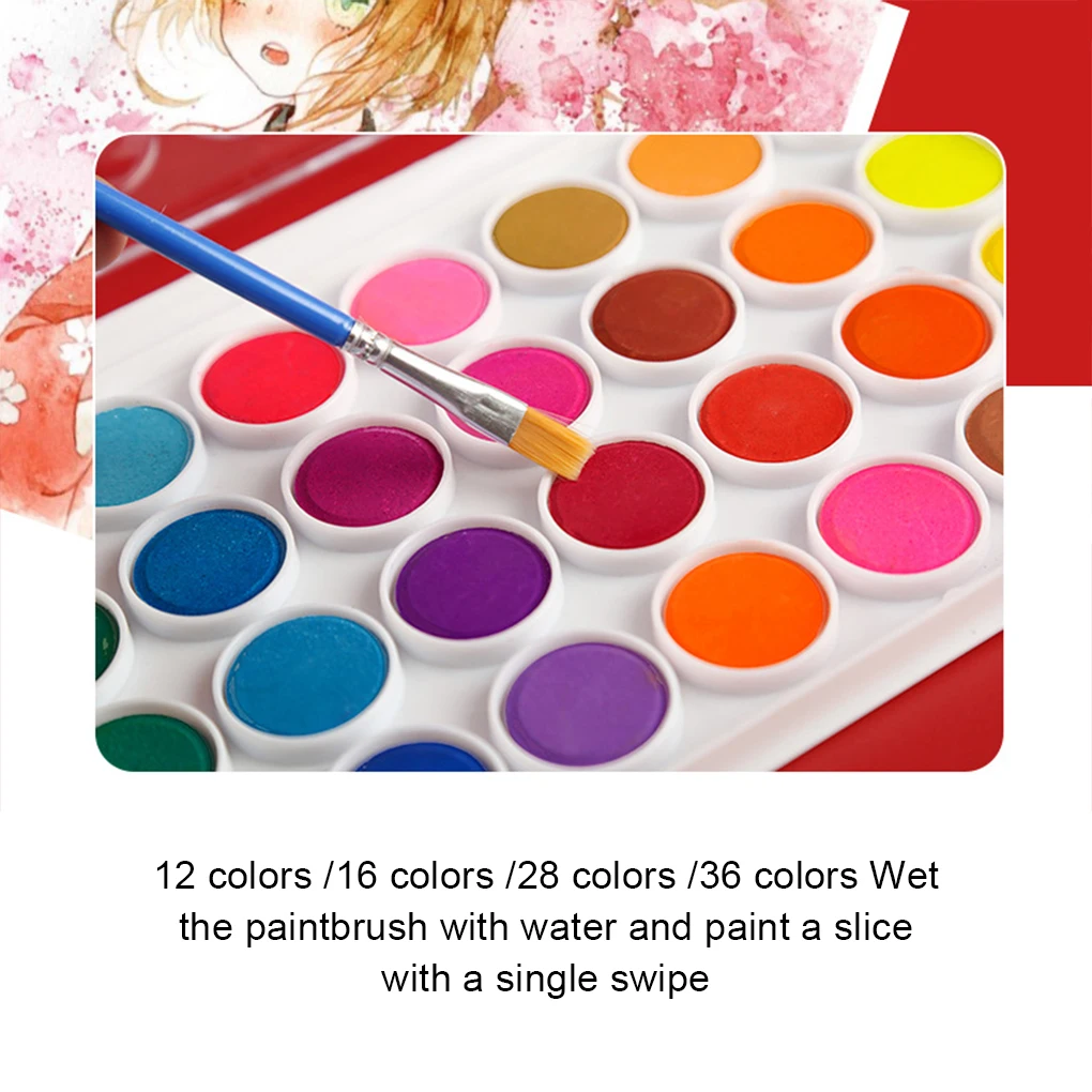 12/16/28/36 kolorów zestaw farb akwarelowych dla dzieci zestaw do malowania pigmentem z pędzlem artykuły artystyczne zestaw farb akwarelowych