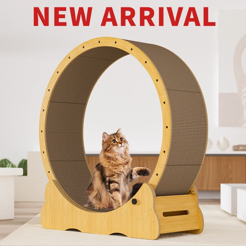 Cheap Price Customized Cat Scratcher Treadmill Corrugated Cardboard Wooden Pet Cat Exercise Running Wheel Furniture