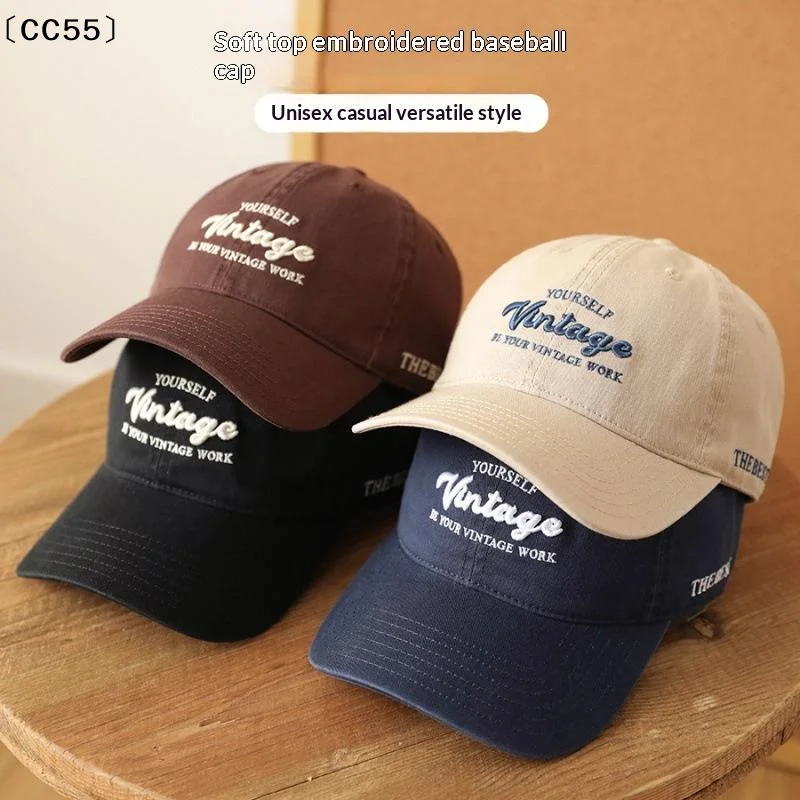 1Pcs 3D Letter Design Baseball Cap Vintage Brown Duck Tongue Hat For Women Men Summer Streetwear Trucker Hat〔CC55〕