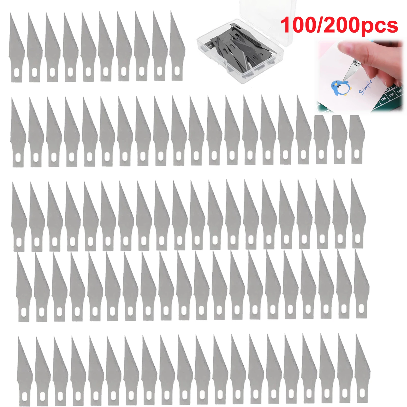 

200/100pcs Exacto Knife Blades Sharp Hobby Knife Blades High Carbon Steel Craft Knife Blade Replacement for Art, Scrapbooking