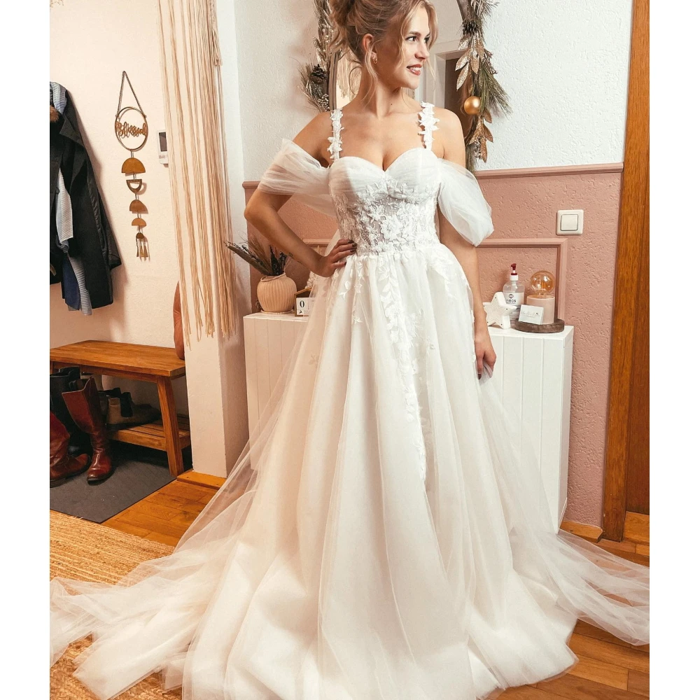 

SONDR Popular Regular Straps Wedding Dresses Vintage Elegant Vestido De Noiva Cap Sleeves Ivory Women Bridal Dresses Factory