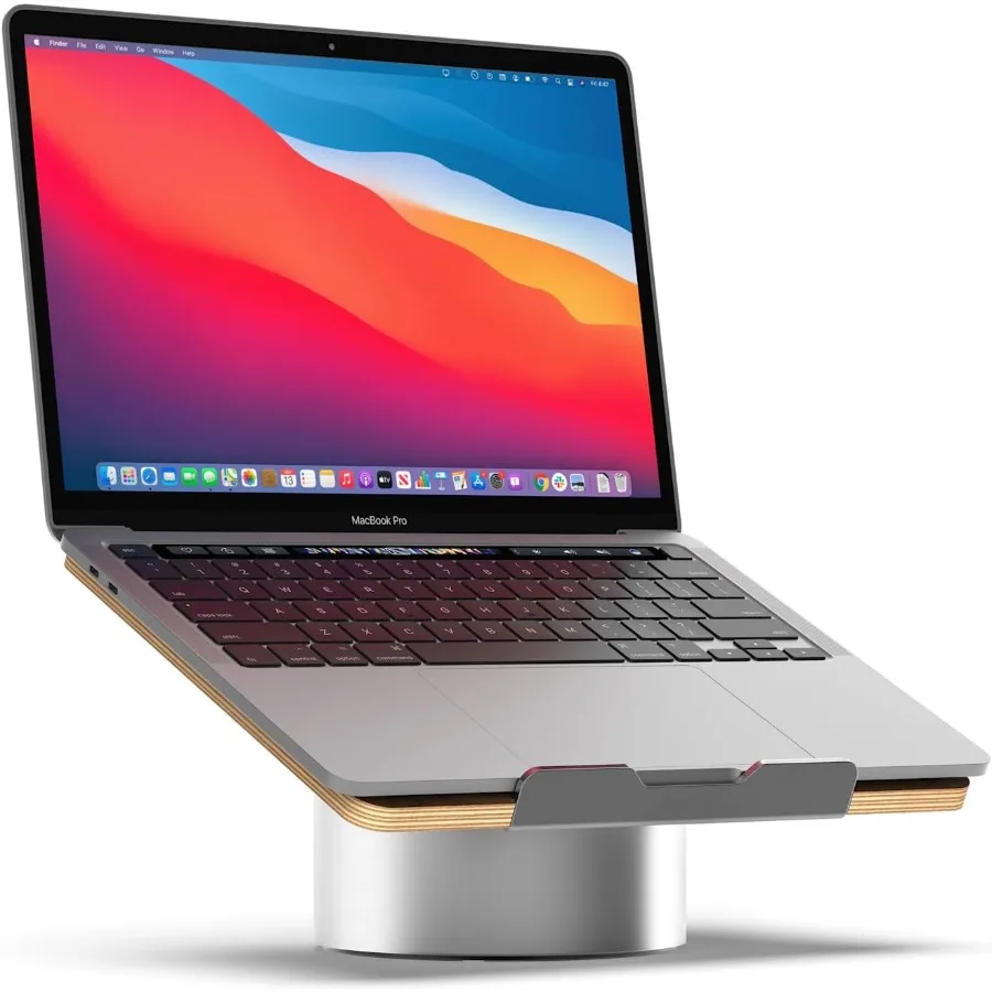 

HumanCentric Laptop Stand for Desk Laptop Riser for Desk in Space Gray Aluminum Compatible with MacBook Stand Maple Wood Laptop