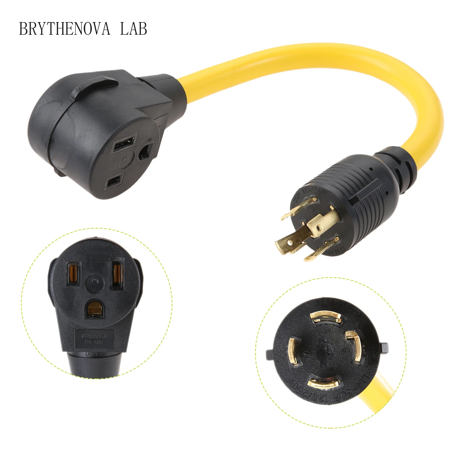 Welder Adapter Plug Cord L14-30P Twist Lock Male to 6-50R Female 4 Prong to 3 Generator Prong to Welder Adapter Power Cord 1.5FT