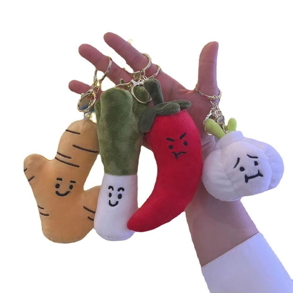 Creative Car Key Ring Funny Plant Plush Doll Keychain Vegetable Gifts Cute Bag Pendant Scallion Schoolbag Accessories