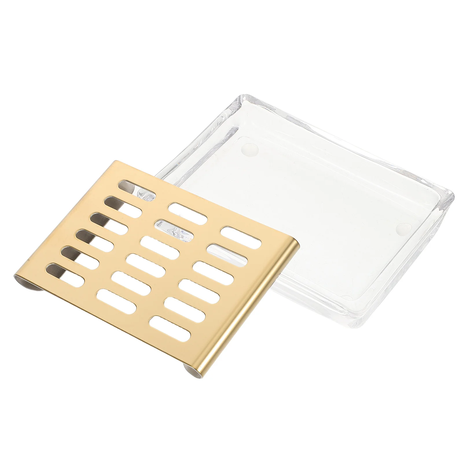 

Dual Layer Transparent Glass Soap Dish Self Draining Rectangular Soap Holder for Bathroom Kitchen Sink Sponge Dish