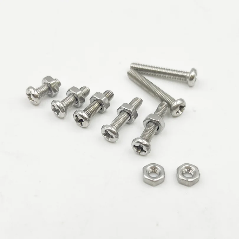 M1 M1.2 M1.6 M2 M2.5 M3 A2 Stainless steel Cross Round Head Screw Nut Set Round Pan Head Screw Bolt Phillips Small Machine Screw