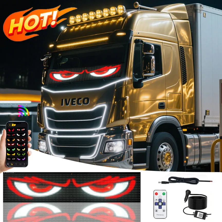 

LED eyes for truck LED Car windshield panel Truck LED Pixel Panel Light Remote Control Soft Scrolling For Board big truck Light