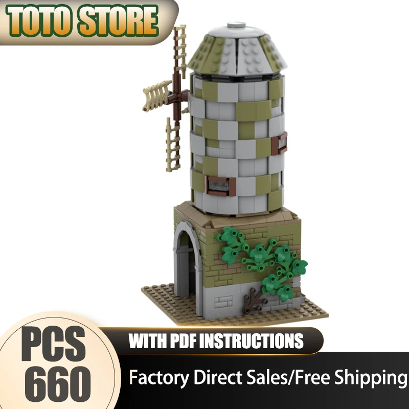 

Castle Model Moc Building Bricks Medieval Windmill Model Technology Modular Super Sports Car Model Block Toys DIY Assembly Gifts