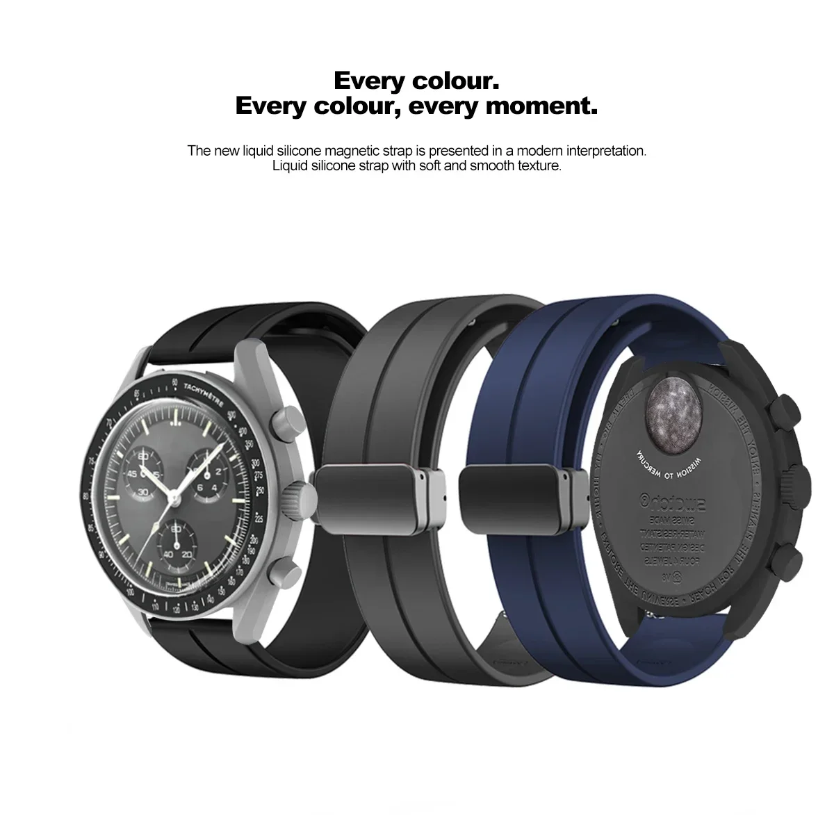 Magnetic Buckle Strap for Omega X Swatch Joint MoonSwatch Soft Silicone Band 20mm Men Women Moon Mercury Mars Sports Bracelet