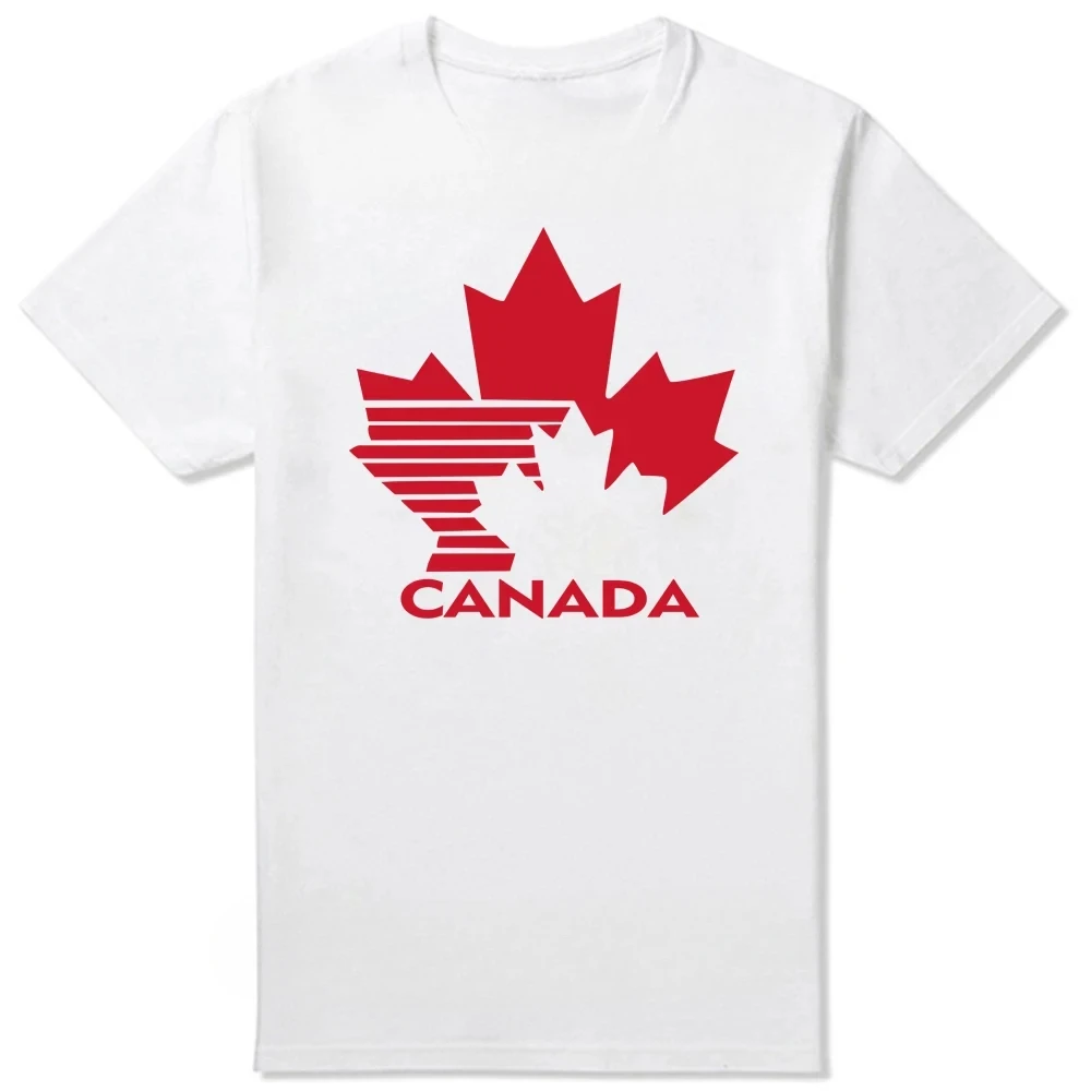 Tee Tops Round Neck Short-Sleeve Fashion Tshirt Casual   Team Canada Retro 80's Hockey Logo Casual Cotton T Shirts