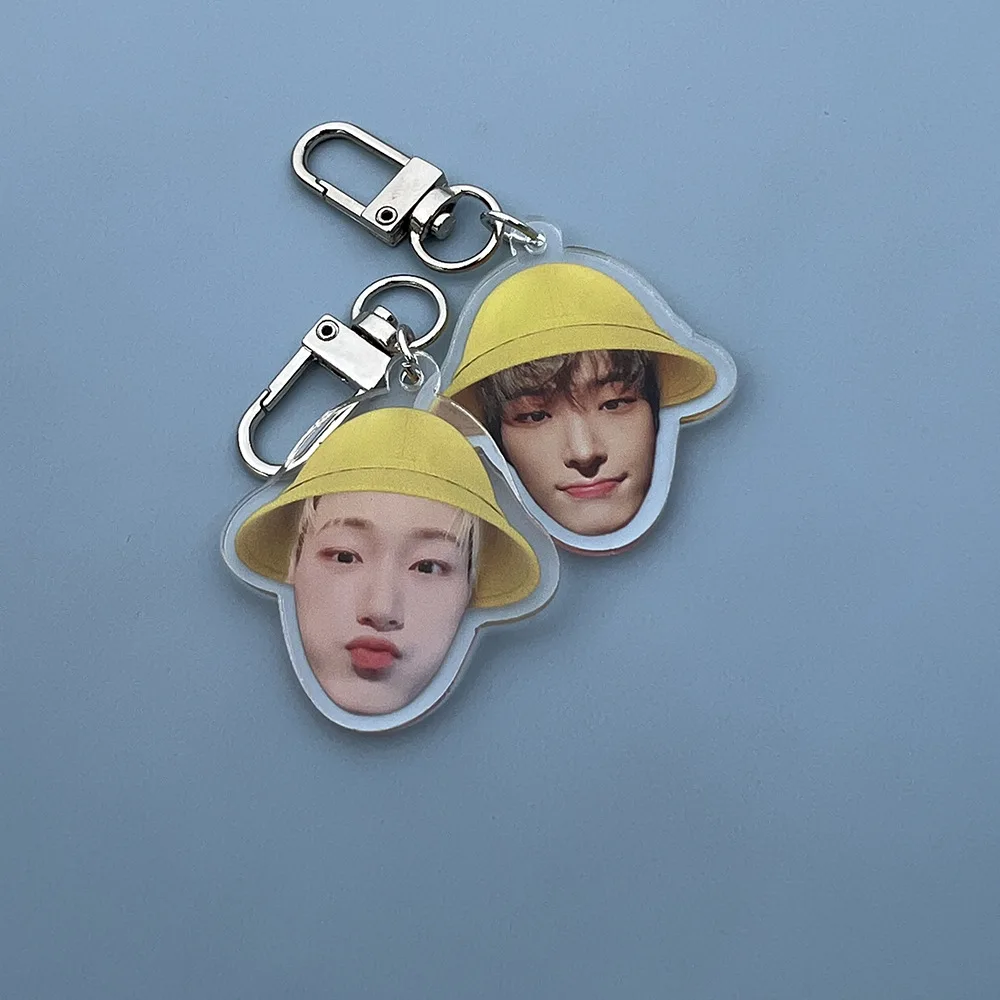 Kpop ATEEZ Acrylic Keychain Wooyoung YeoSang Yellow Hat Photo Printing Pendant Keyring Bag Accessories Fan Gifts