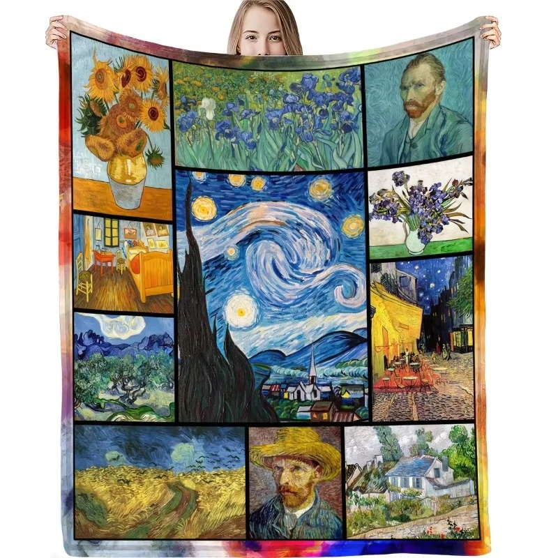 

Van Gogh Paintings Soft Flannel Blanket Micro-Fleece Bed Sofa Luxury Warm Comfort Printed Gift Cover - Machine Washed and Dried