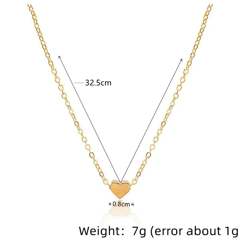 2pcs Gold-color Plus Silver-plated Necklace Ms Simple Style Love Alloy Peach Heart Pendant Hundred Match Collarbone Jewelry image 6