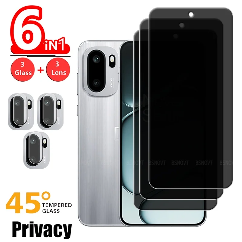 6-in-1 For Oneplus 15R Glass Oneplus 15R Tempered Glass Phone Protective 9H Anti-Spy Privacy Screen Protector for Oneplus 15R