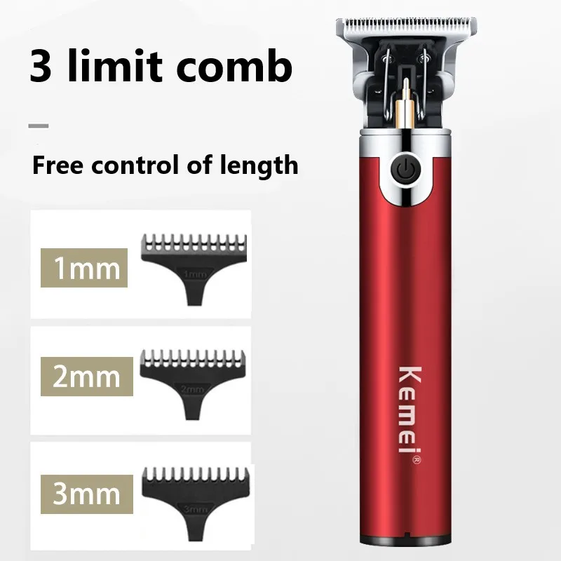 Kemei เครื่องตัดผมแบบวินเทจสำหรับผู้ชายเครื่องตัดผมเครื่องเล็มหนวดไร้สายที่ตัดขนแบบมืออาชีพ