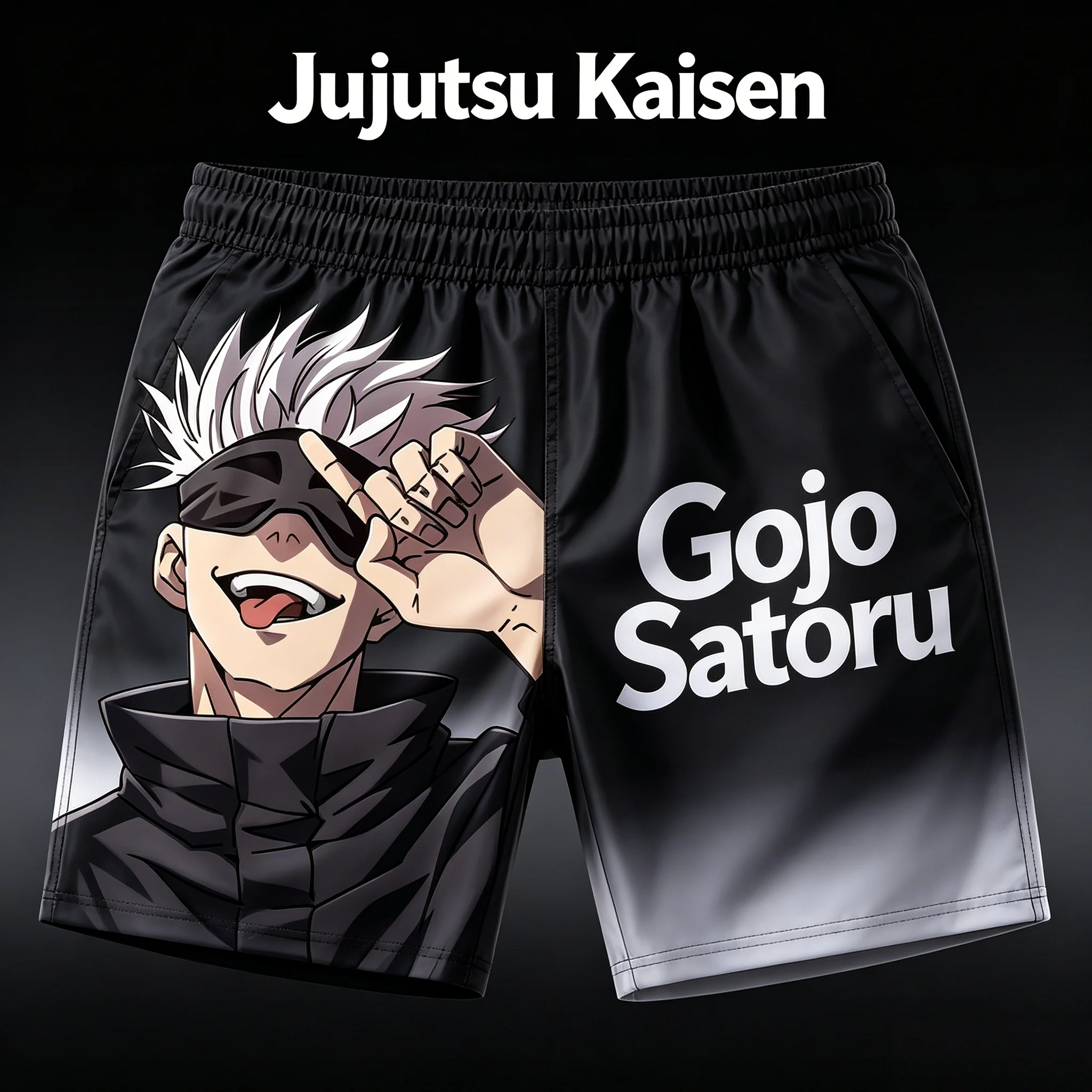 2026 Summer Jujutsu Kaisen Gojo Satoru Full Print Quick Dry Sports Shorts,  Men Casual Streetwear Beach Board Shorts