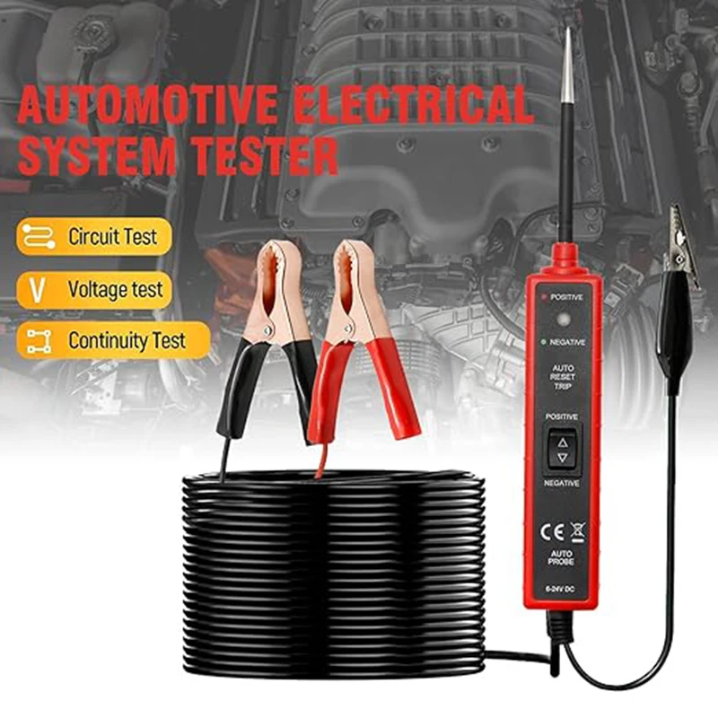 

Тестер автомобильной электрической системы, детектор цепи постоянного тока 6-24 В со светодиодной распознаванием полярности, непрерывный тестер короткого замыкания