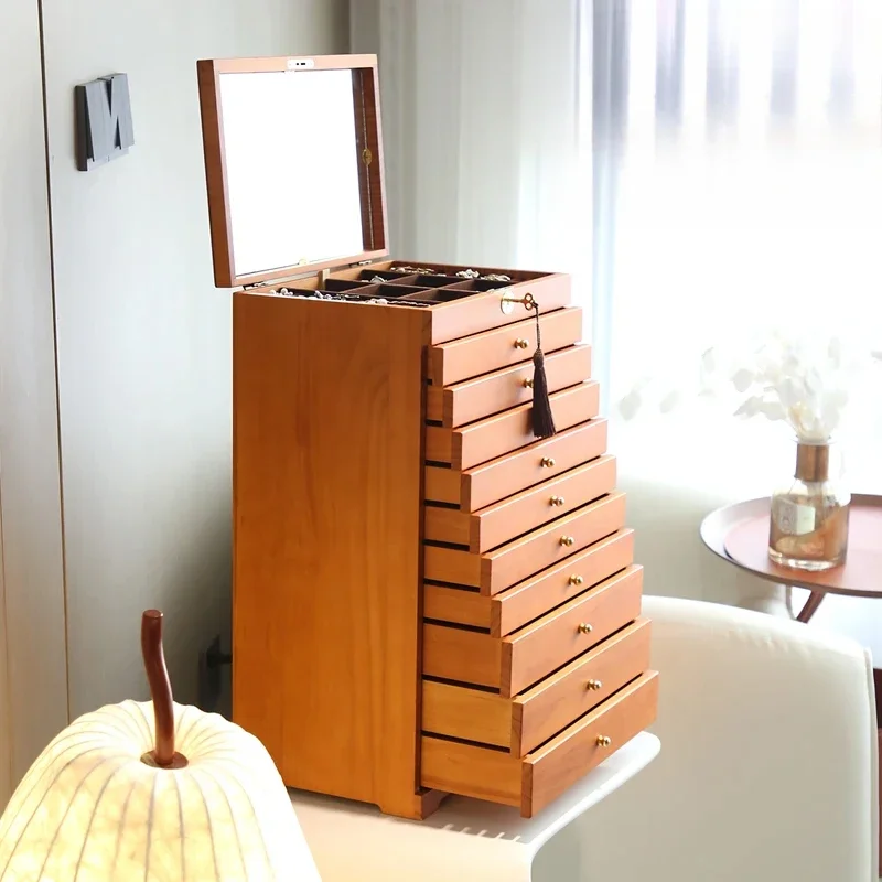 Wooden Jewelry Box, Extremely Large Capacity, Multi-functional Jewelry Storage Box, High-end Velvet Fabric