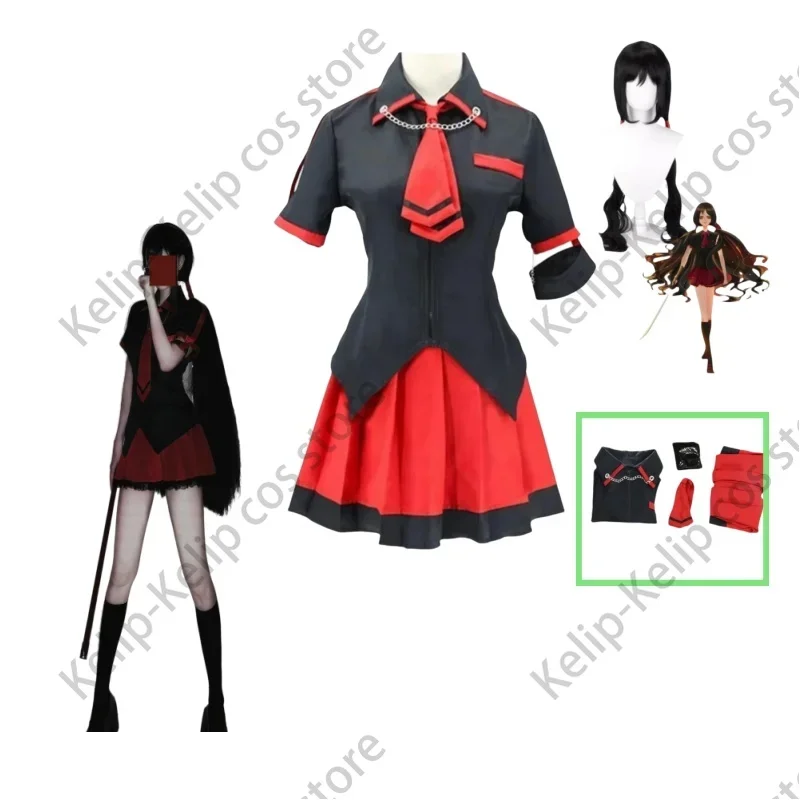 Anime Blood-C Kisaragi Saya Cosplay Costume Wig Black JK Uniform Skirt Adult Woman Sexy Carnival Halloween Sailor Suit