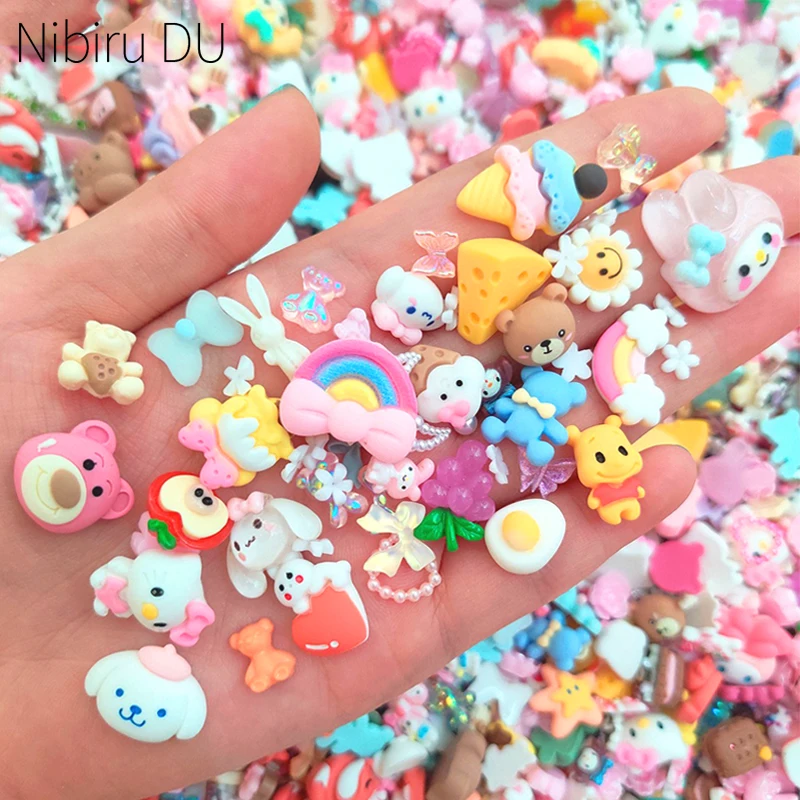 

20g/pack Nail Art Resin Decorations Multiple Styles Mixed Bow Cartoon Beauty Girl Nails Flatback Manicure Parts DIY Decoration