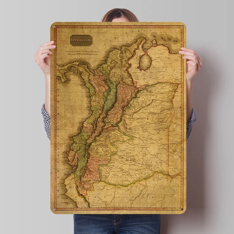 Vintage Map Columbia 1818 Poster Customized Vintage Metal Signs Wall Art Retro Tin Plaque for Setup Decorations House Decor Room