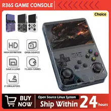 R36s retro handheld console de videogame sistema arcos 3.5 Polegada tela ips clássico portátil bolso player vídeo 128g jogos menino presente