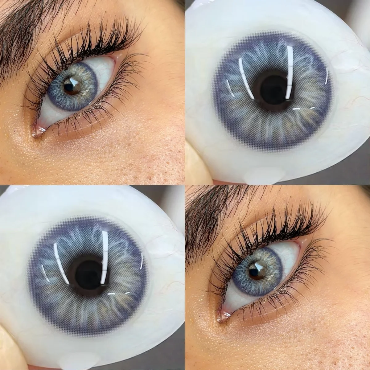 VISUASHOW Iris Blue farbige Kontaktlinsen mit Sehstärke, halbjährlich, für kleine Pupillen, natürliche Make-up-Linsen – Detail 9