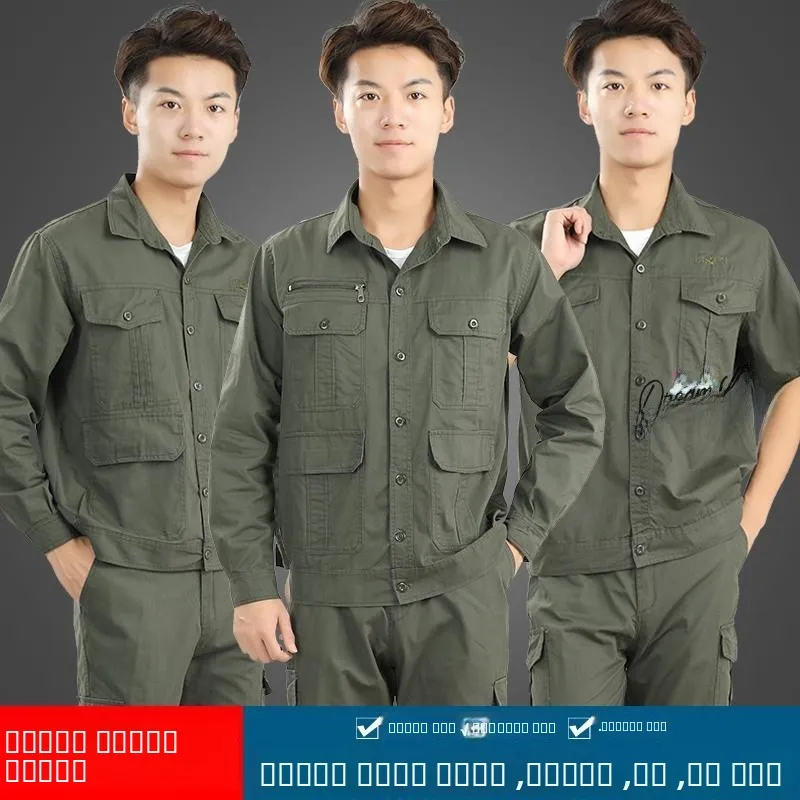 Conjunto de Uniforme de Trabalho Masculino de Verão em Algodão Puro para Soldagem, Anti-Queimaduras, Manga Longa Fina e Respirável, Proteção Laboral