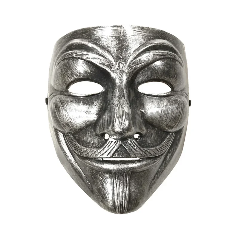 V For Vendetta Mask Killer Guy Fawkes Bronze Gold Masks Halloween Masquerade Silver Mask Movie Cosplay Masques Supplies