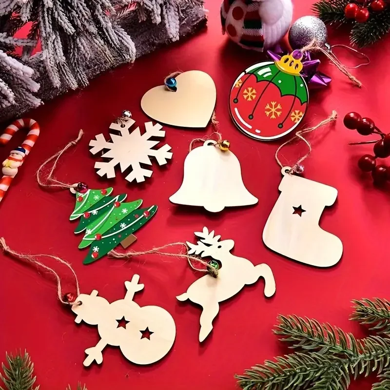 10pcs Whimsical Christmas Decorations Set - Creative DIY Graffiti Painting Chips for Home and Outdoor Decor Festive Season