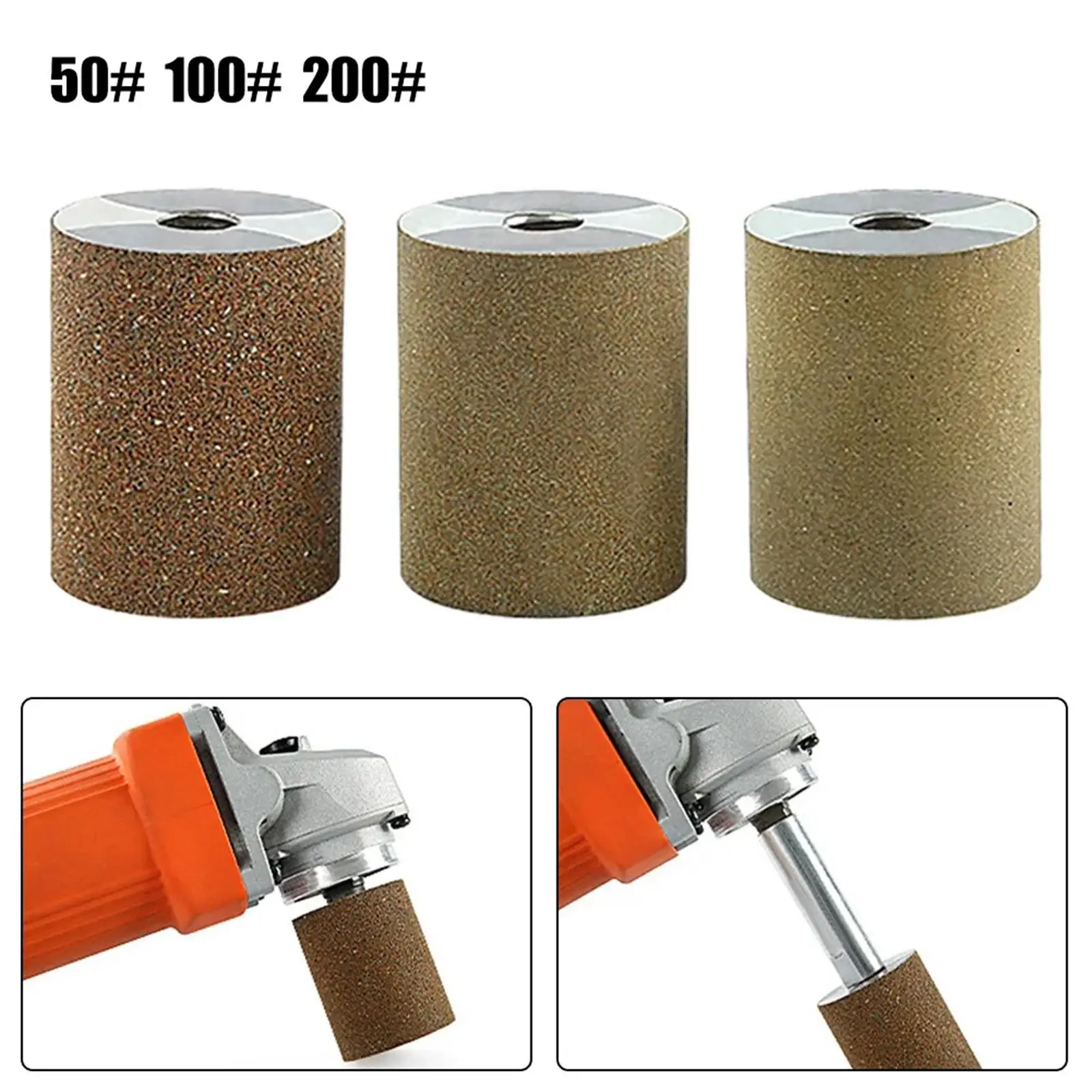 

3Pcs Cylindrical Grinding Wheel M10 Thread for Angle Grinder 50# 100# 200# for Chamfering, Grinding Stones Durable Multipurpose