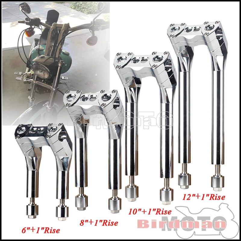 

Motorcycle 32mm 1-1/4" Pullback Handlebar Riser 10"+1" Rise For Harley Dyna Softail Street Bob Bobber Sportster Cafe Racer